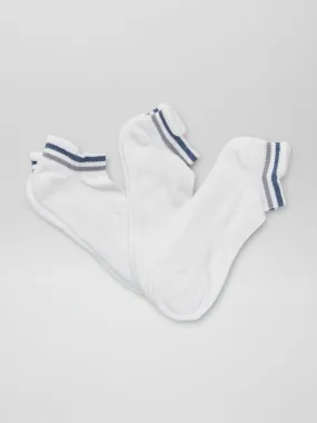 Chaussettes de sport invisibles - Lot de 3 - Blanc/bleu