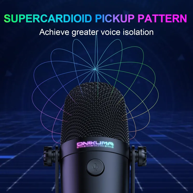 Microphone USB RGB Condensateur Plug and Play 48KHz