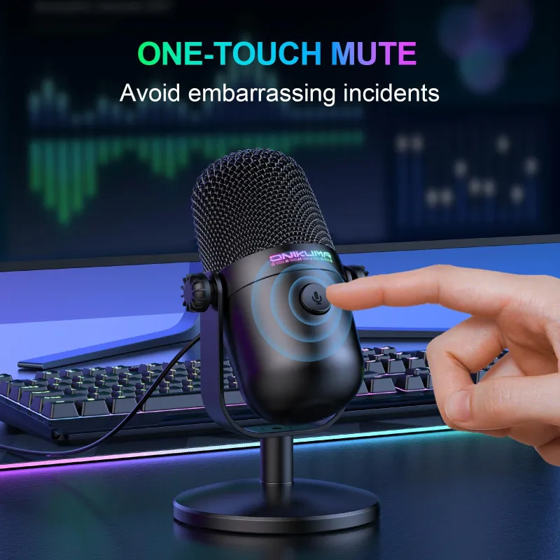 Microphone USB RGB Condensateur Plug and Play 48KHz