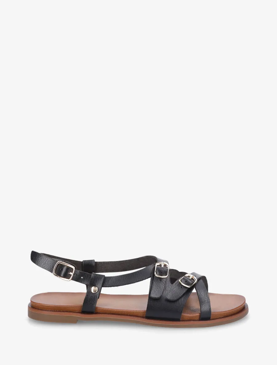 Nu-pieds brides à boucles croisées - Noir