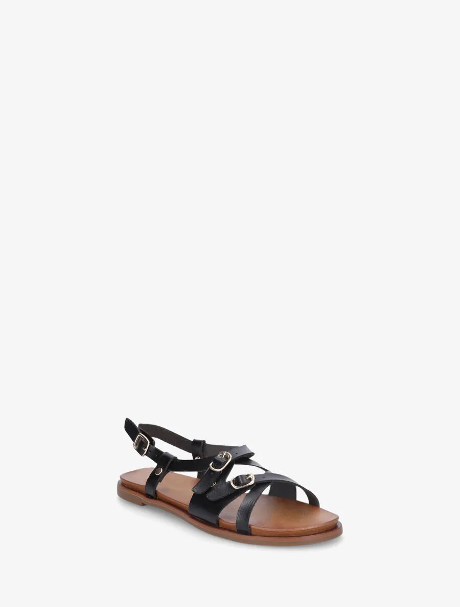 Nu-pieds brides à boucles croisées - Noir
