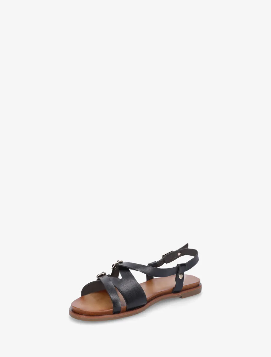 Nu-pieds brides à boucles croisées - Noir