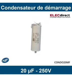 Schwabe Hellas - Condensateur de démarrage 20 µF - 250V - ±10% - Réf : CONDO20MF