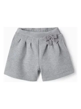 Short en maille avec nœud pour fille   NOËL - Gris